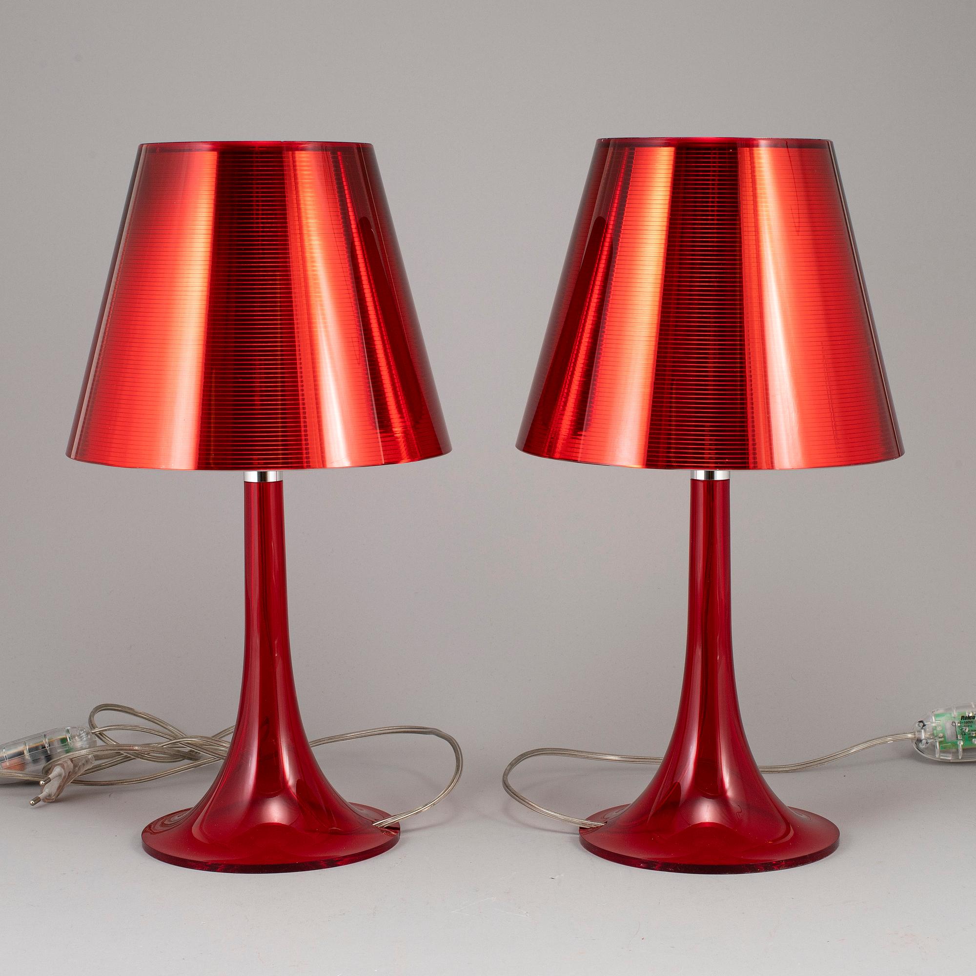 PHILIPPE STARCK, a pair of 'Miss Kä table lights, Flos, Italy.