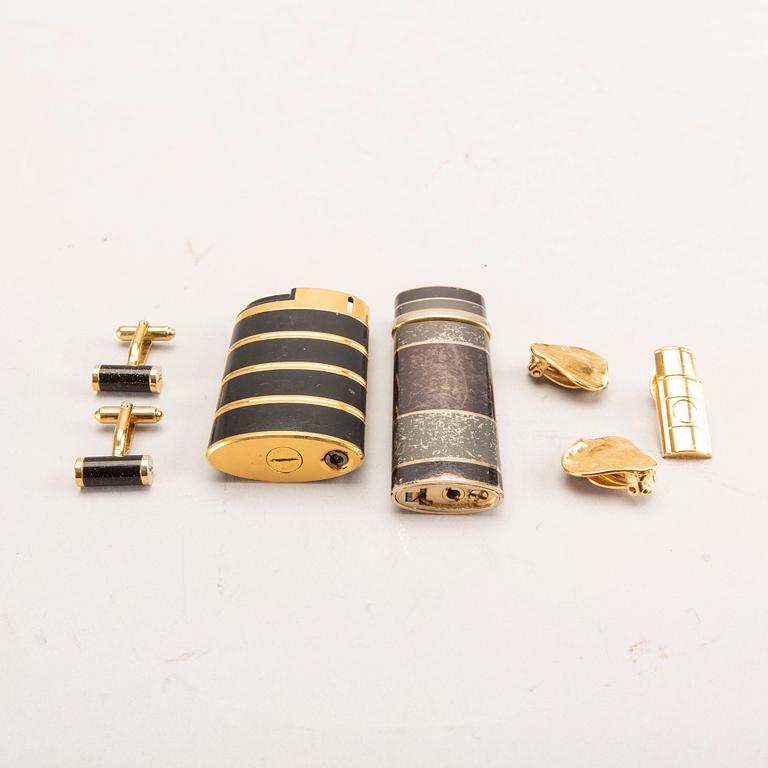 Yves Saint Laurent, 2 lighters, cufflinks, earrings, pin, 1980s.