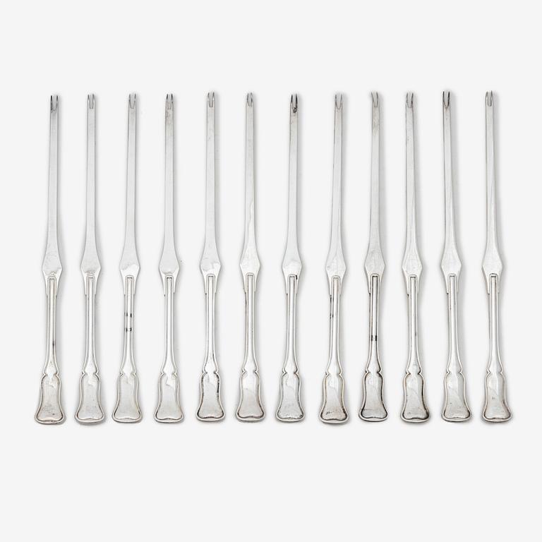 Hummergafflar, 12 st, silver, 1900-tal.