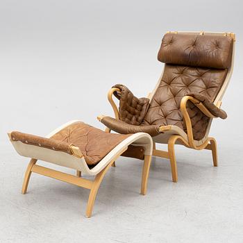 Bruno Mathsson, armchair with footstool, Pernilla, Dux.