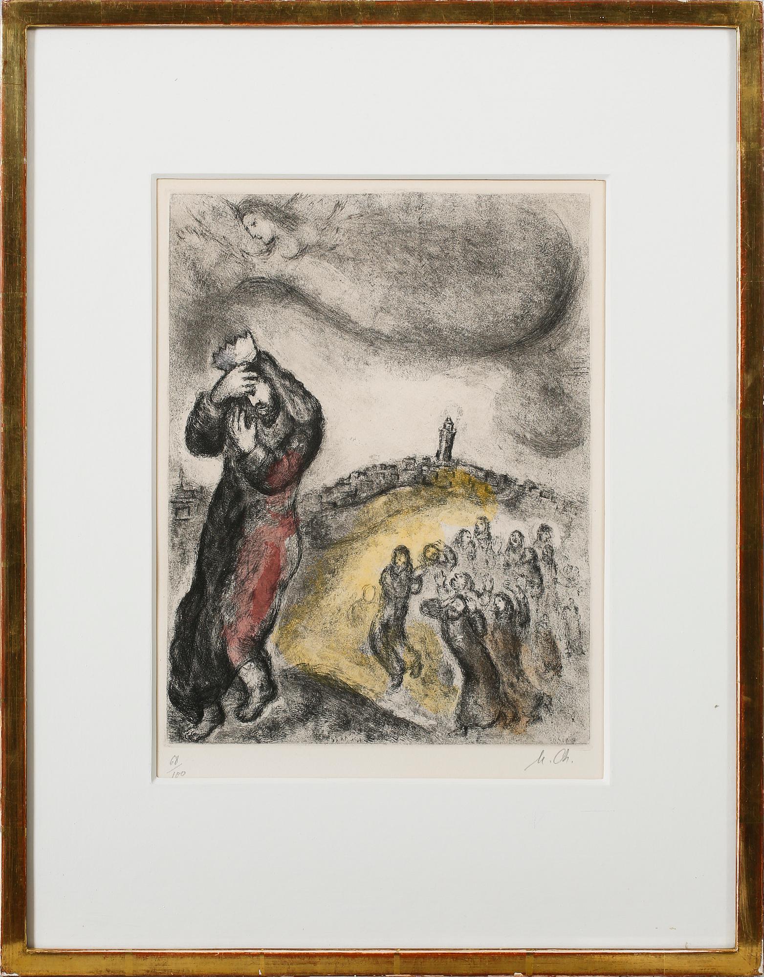 MARC CHAGALL, etsning med handkolorering, signerad M.Ch, och numrerad 68/100.