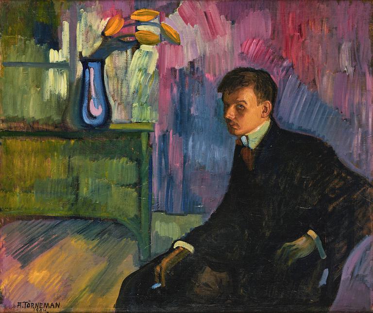 Axel Törneman, "Självporträtt med cigarett".