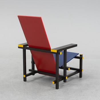 Gerrit Rietveld, armchair, "Red and blue chair", Cassina numbered 4848.