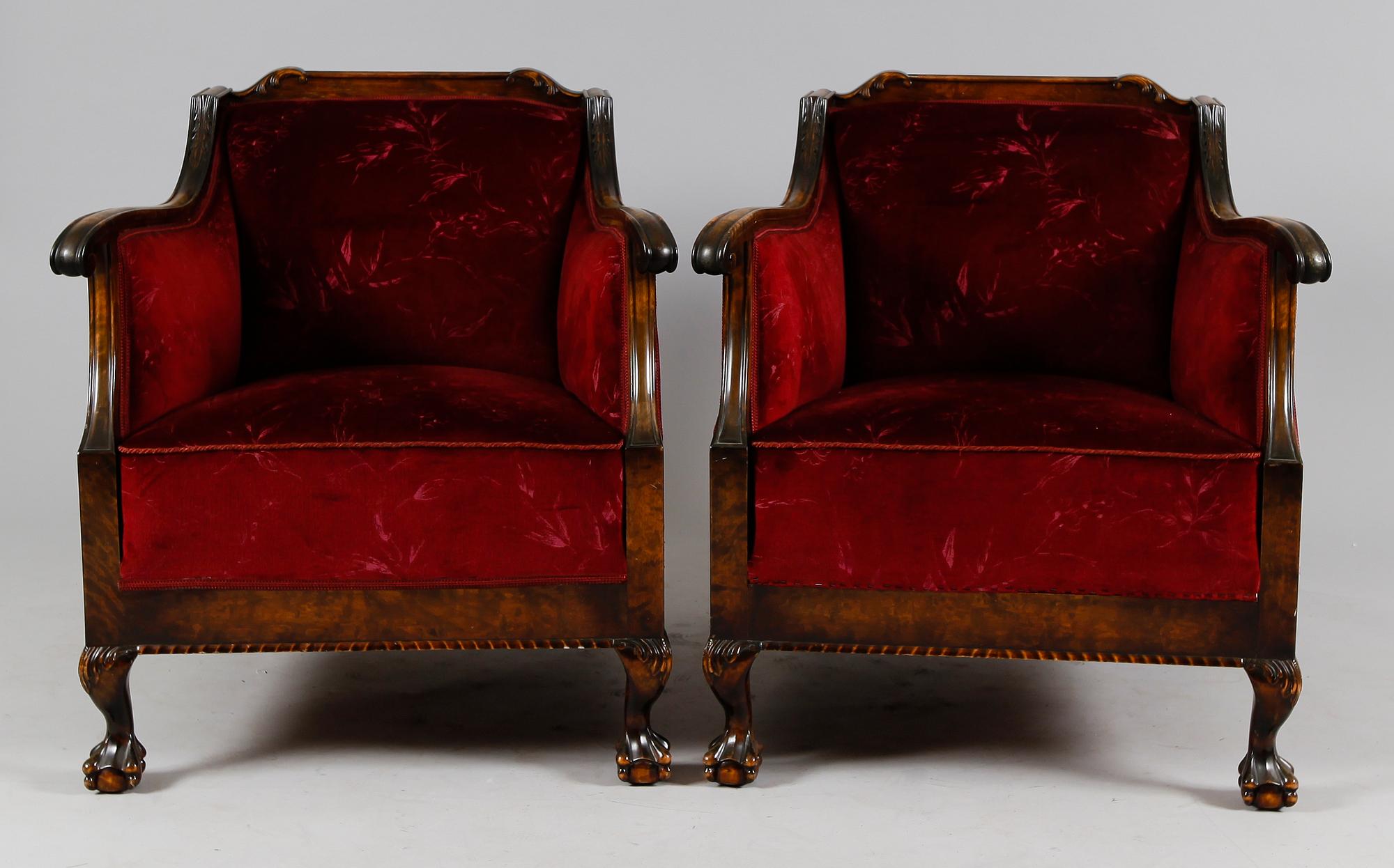 FÅTÖLJER, 1 par, 1900-talets första hälft.