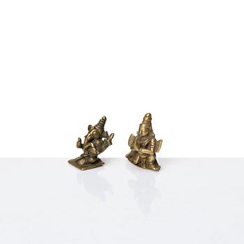 A group of eight brass miniatures, India, 19th/20th Century.