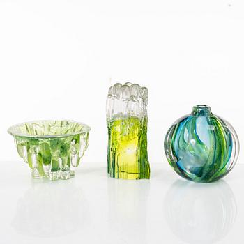 Göran Wärff, konstglas, tre delar, Kosa Boda, 1970-tal.