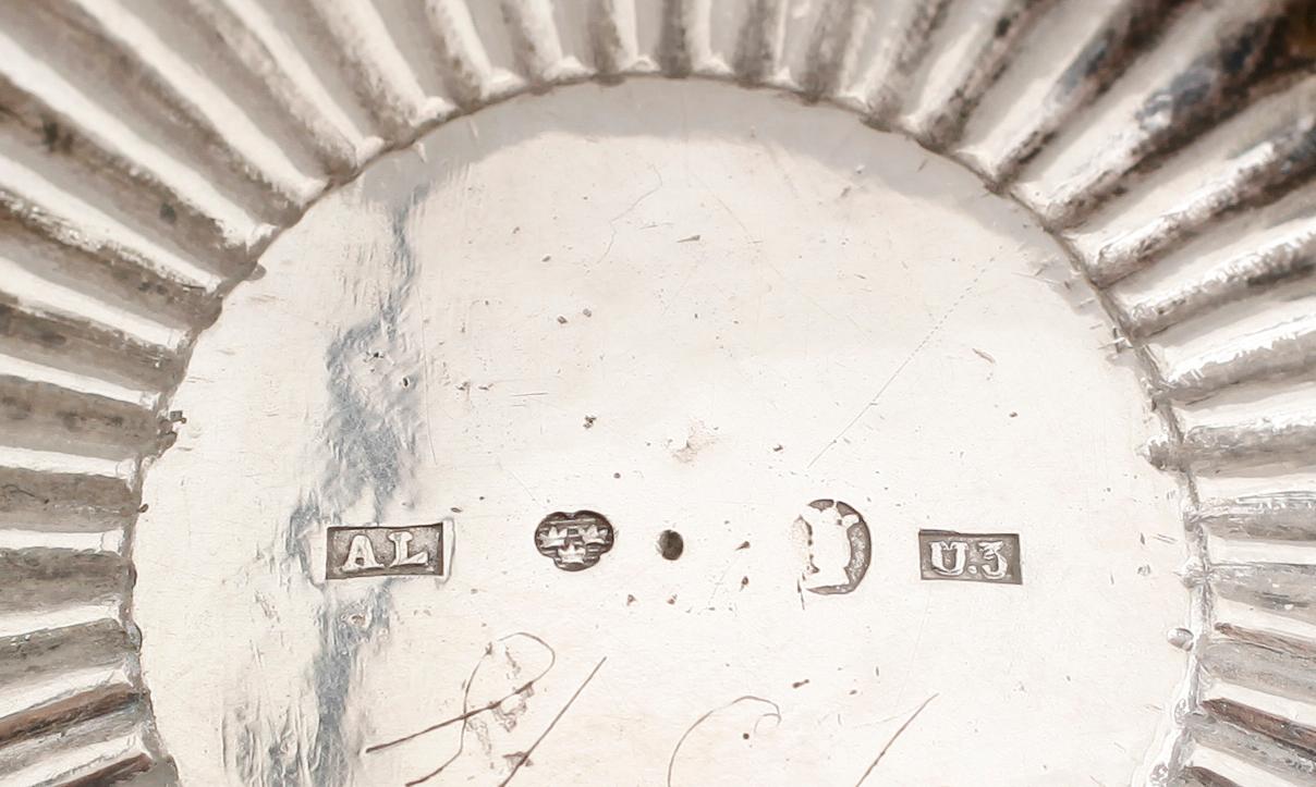 SÅSSKÅL, silver, Anders Lundqvist, Stockholm 1826. Vikt ca 338 gram.