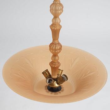 Edward Hald, & Erik Tidstrand, a ceiling lamp, Nordiska Kompaniet & Orrefors, executed ca 1926.