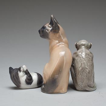 FIGURINER, 3 st, porslin, Royal Copenhagen och Bing & Gröndahl.