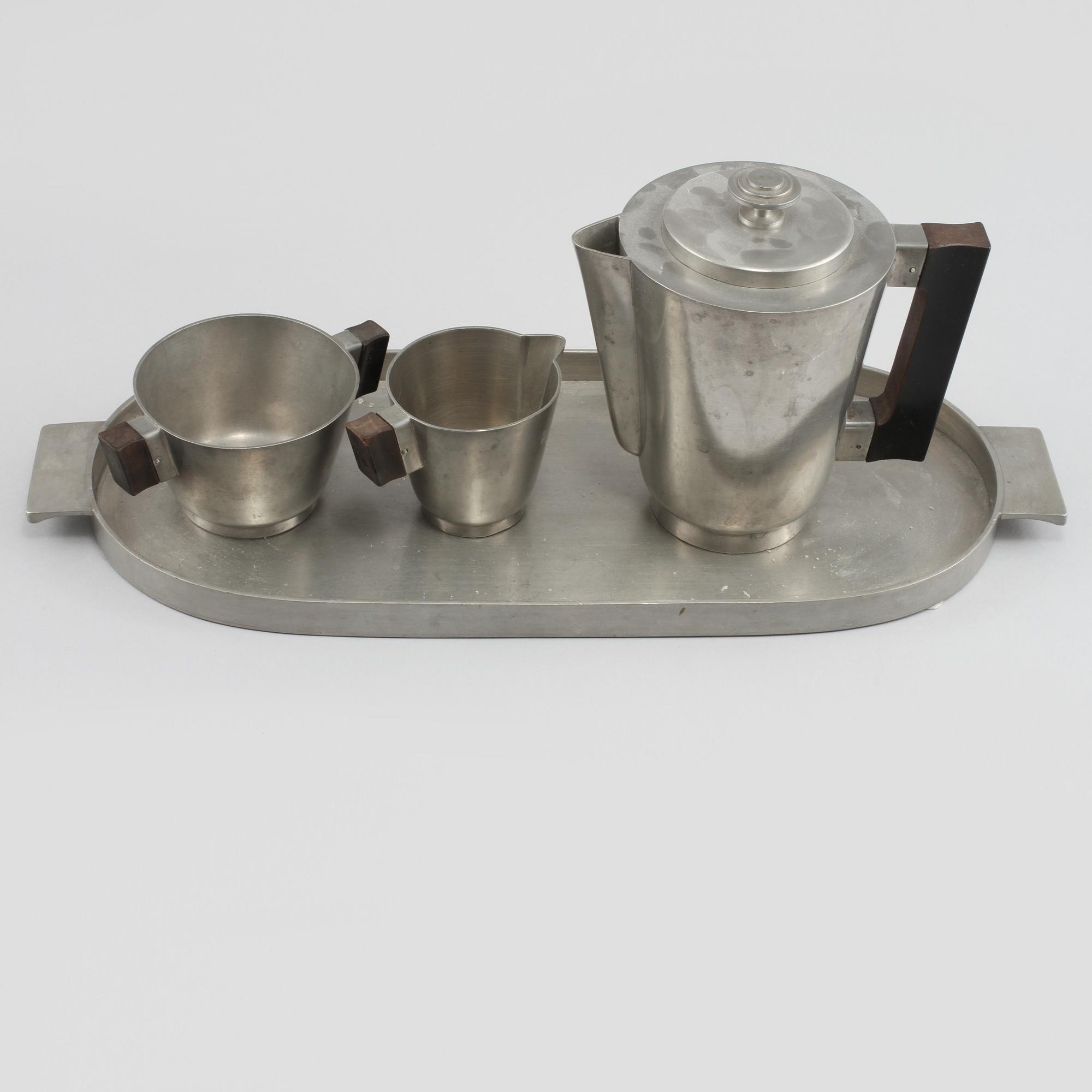 KAFFESERVIS, 4 delar, tenn, Guldsmedsaktiebolaget (GAB) Stockholm, Swedish grace, 1935-36.