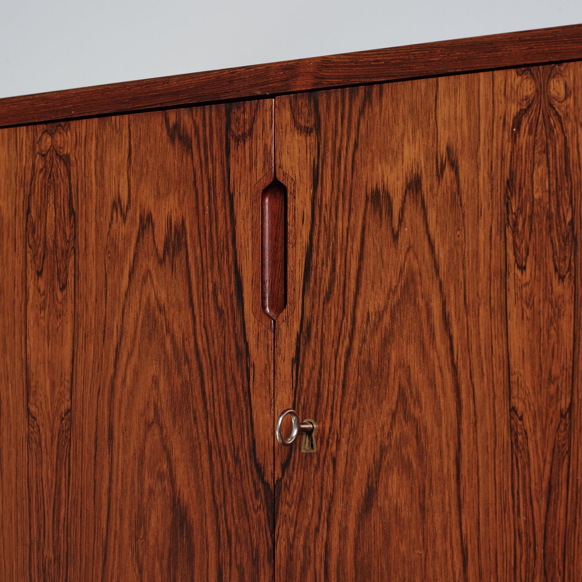 Svend Langkilde, a rosewood wall hung bar cabinet, Langkilde Møbler, Denmark 1960s.