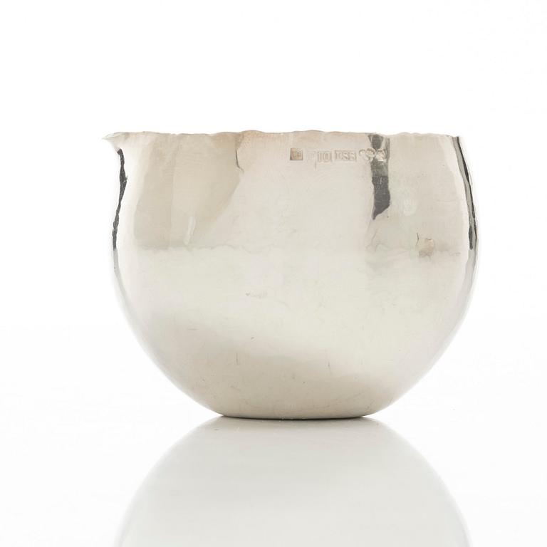 Leif Söderlund Silversmide, gräddsnipa och sockerskål, silver, Borlänge 1979-1980.