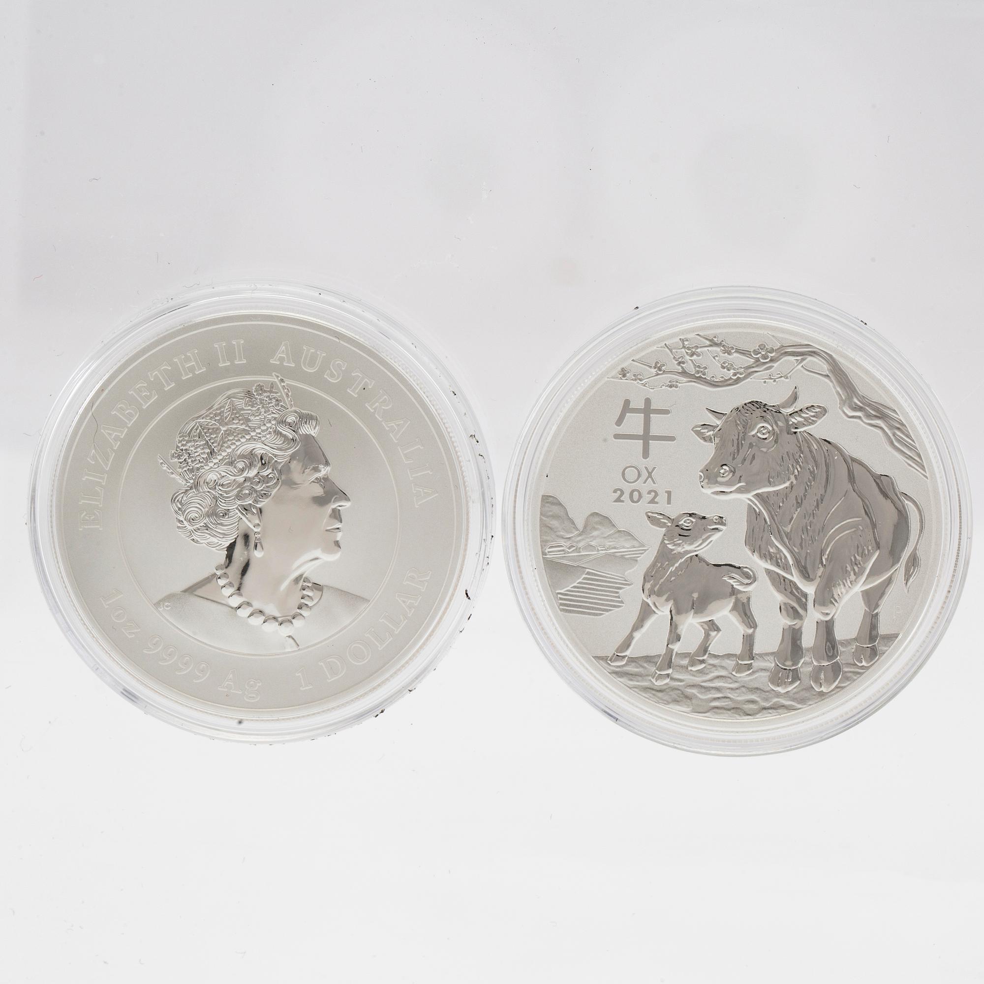 14 pcs 1oz coins 999 silver.