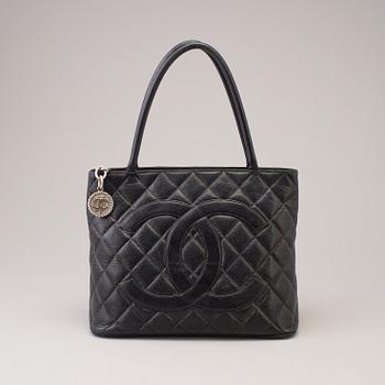 Black Caviar Leather Medallion Tote Bag, 2000-2002.