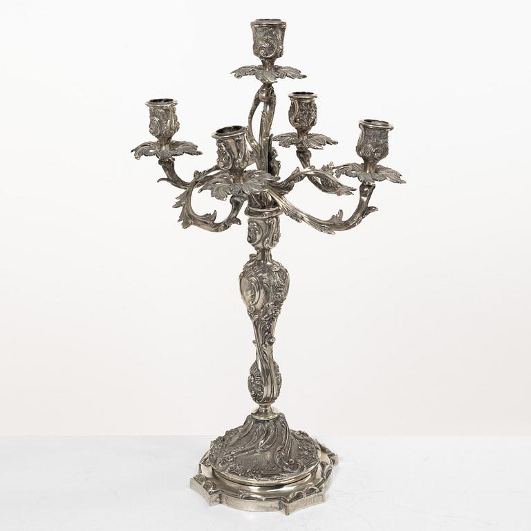 Candelabrum, silver, Rococo style, 20th century.