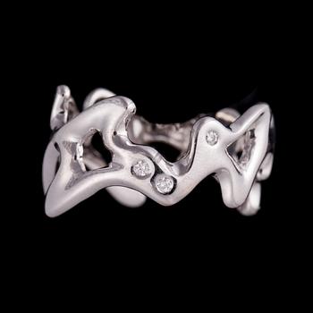 RING, 14K vitguld, diamanter, finska kontrollstämplar. Vikt ca 4,9 g.