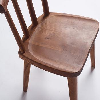 Axel Einar Hjorth, a set of six stained pine 'Utö' chairs, Nordiska Kompaniet, Sweden 1930s.