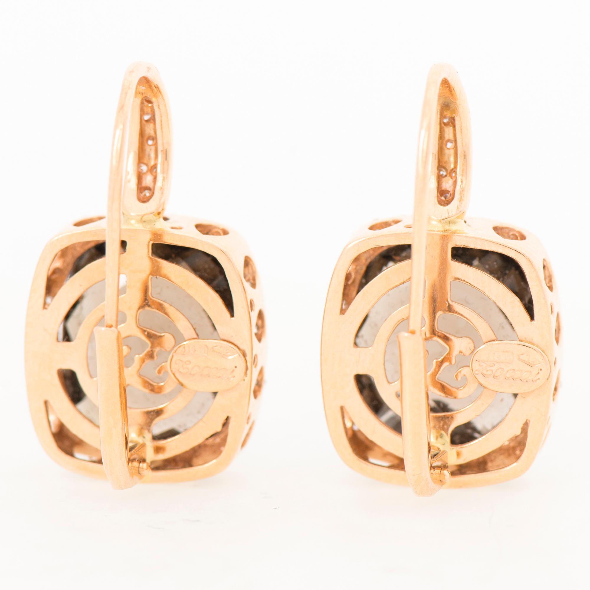 A PAIR OF ZOCCAI EARRINGS, smoky quartz, diamonds, 18K gold. Italy.