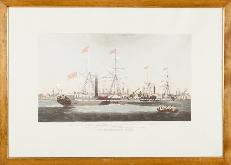 LITOGRAFISKA TRYCK, 2 st, efter WJ Huggins, 1800-/1900-tal.