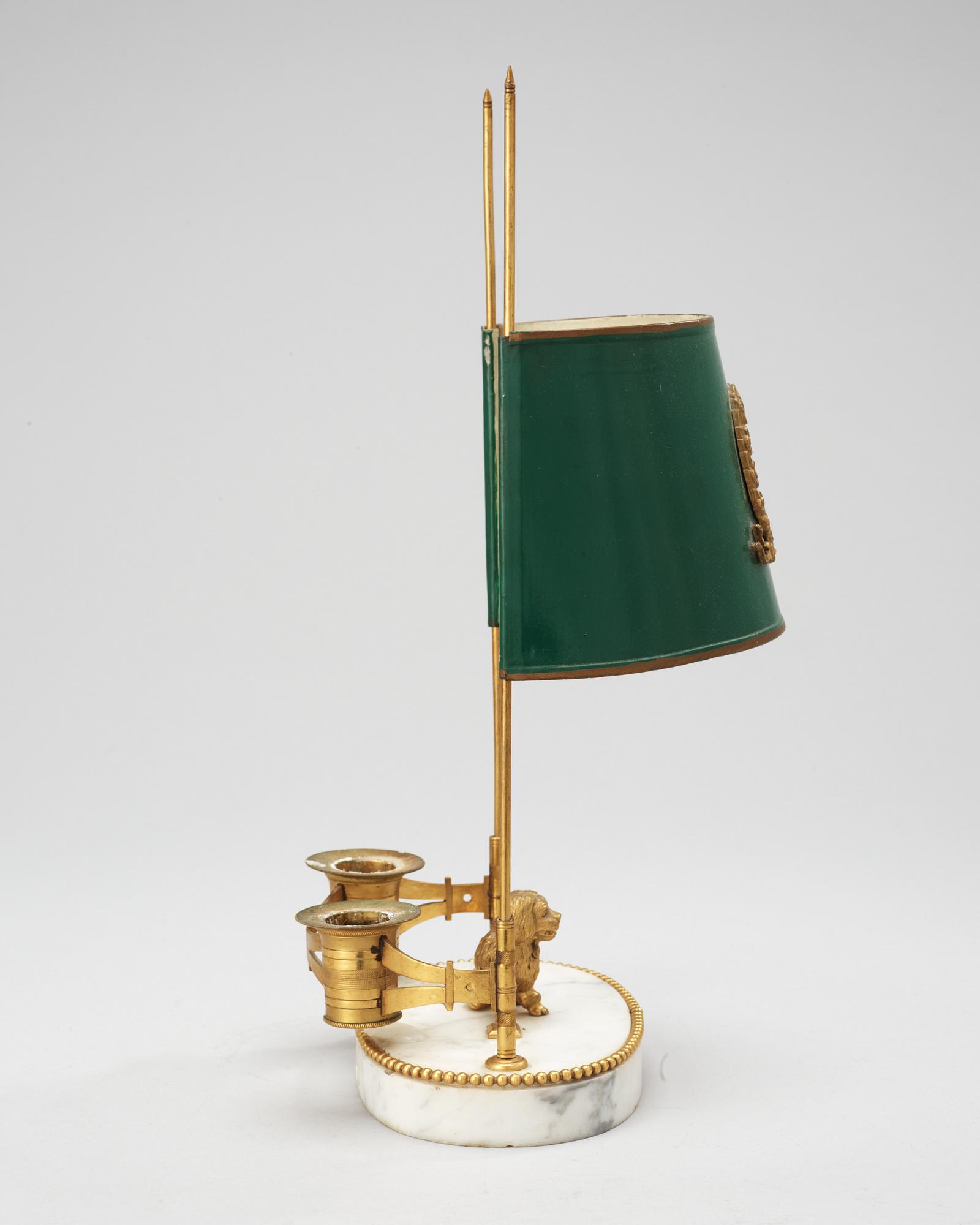 LÄSLAMPA, för två ljus. Sengustaviansk, omkring år 1800.