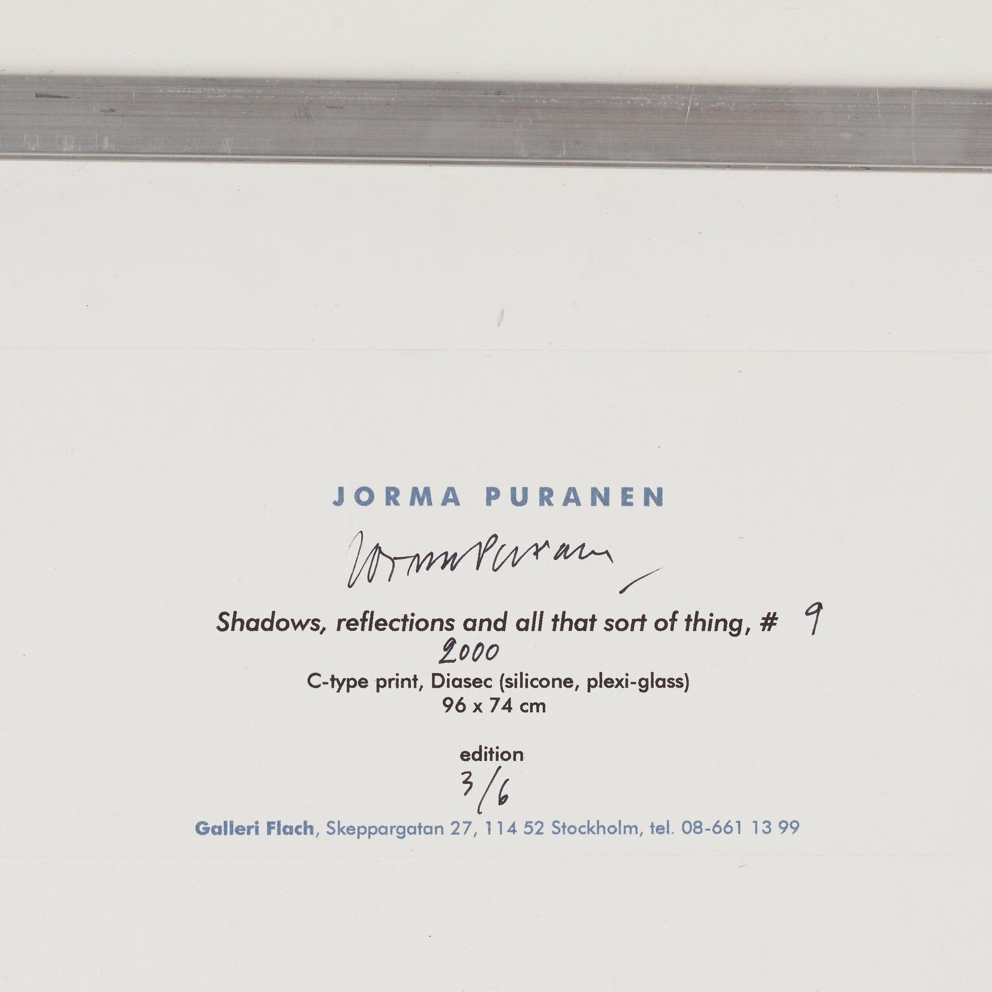 Jorma Puranen, photograph mounted to acrylic glass signed numbered 3/6 verso.