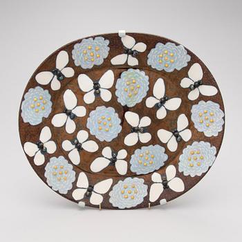 A 'Butterfly' Ceramic plate by Birger Kaipiainen for Arabia Art in 1982, signed and numbered 79/300.