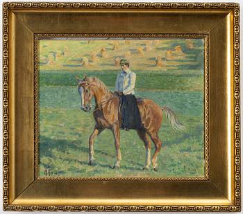 Märta Améen, Ida Leijonhufvud on horseback at Enskede gård.