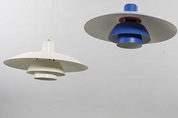 POUL HENNINGSEN, two "PH-4" ceilinglamps, Louis Poulsen, Denmark.