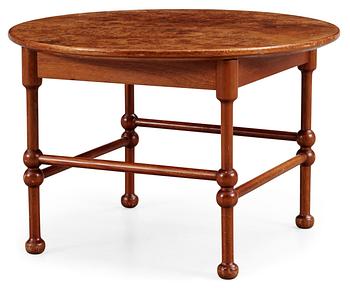A Josef Frank mahogany and burrwood table, Svenskt Tenn, model 1028.