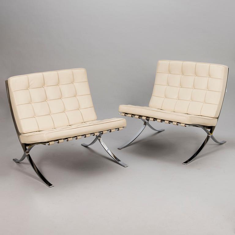 LUDWIG MIES VAN DER ROHE, a pair of 'Barcelona' easy chairs, Knoll Studio.