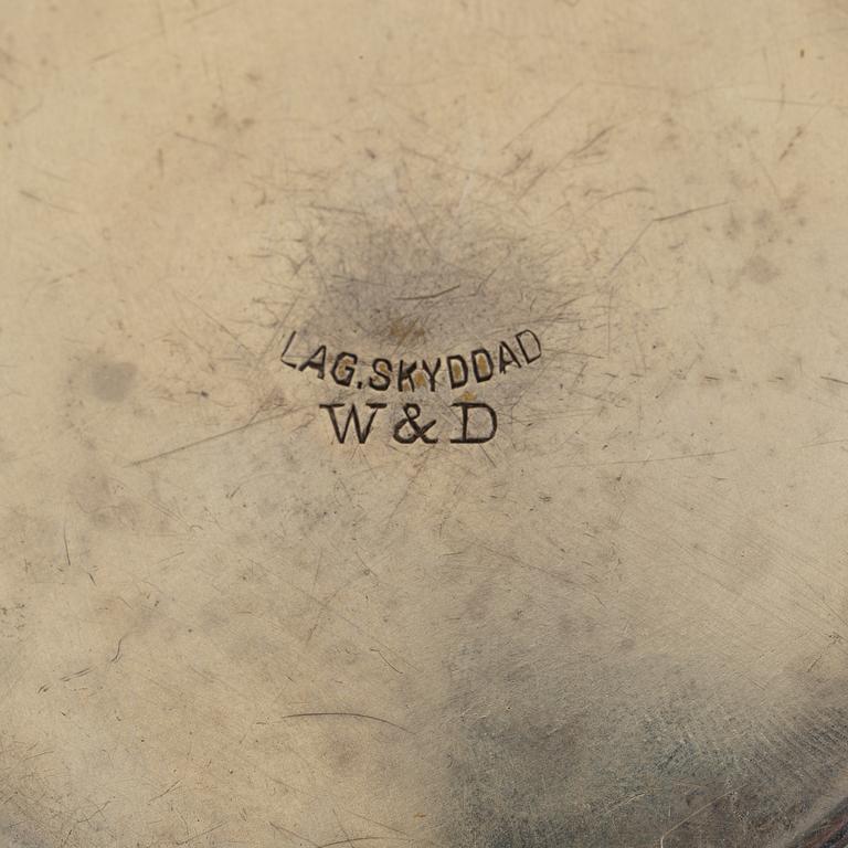 MANSCHETTKNAPPSASK, vitmetall, "Orginell", Widerholm & Dahlberg, Eskilstuna. 1930/40-tal.