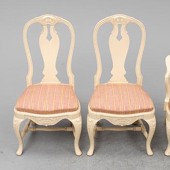 A set of four Rococo style chairs.