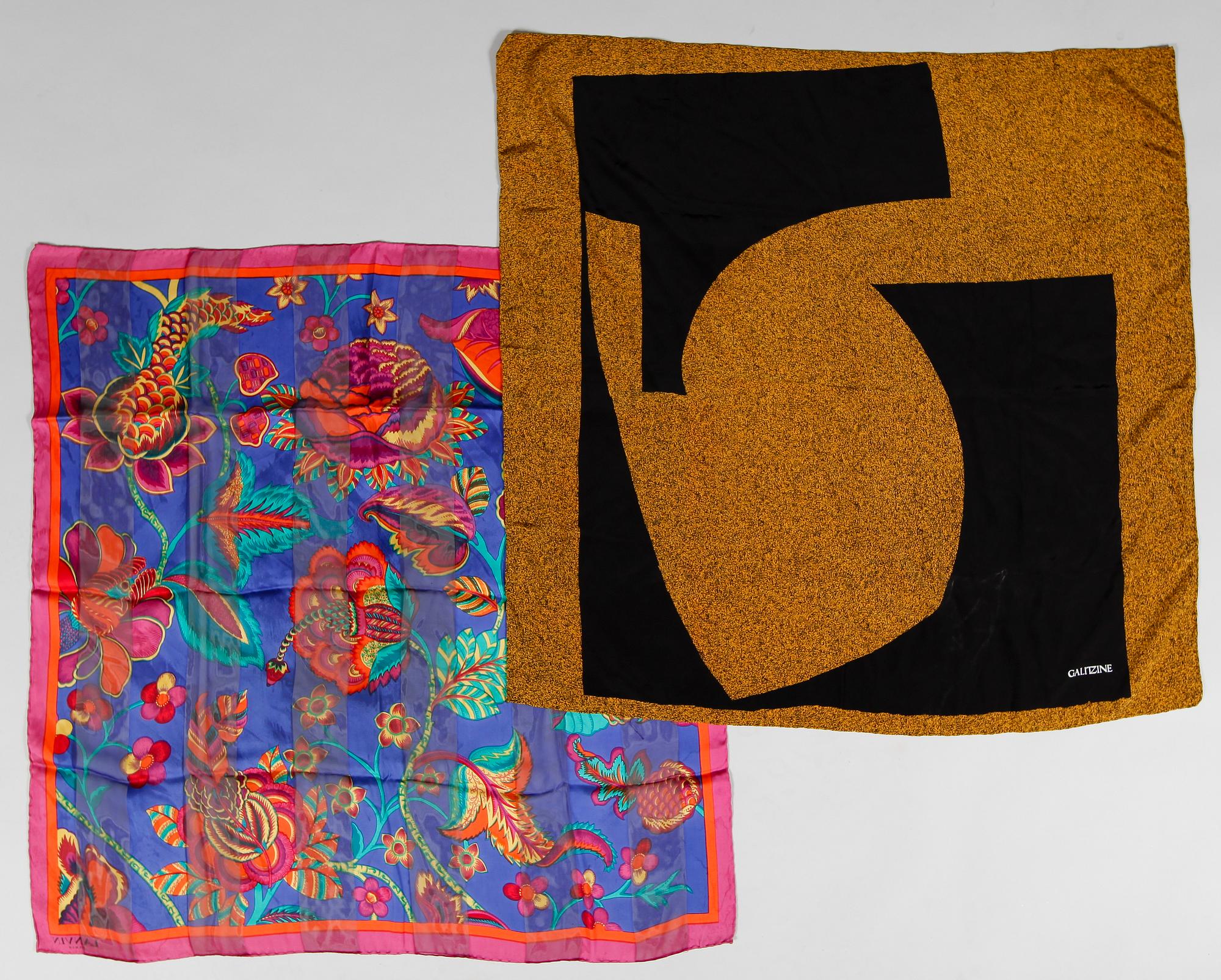 SCARVES, 2 st, Lanvin och Galitzine, siden.