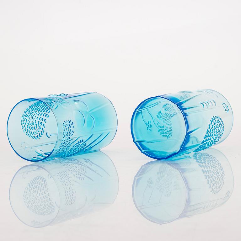 Oiva Toikka, an eight-piece 'Flora' glassware set, Nuutajärvi.