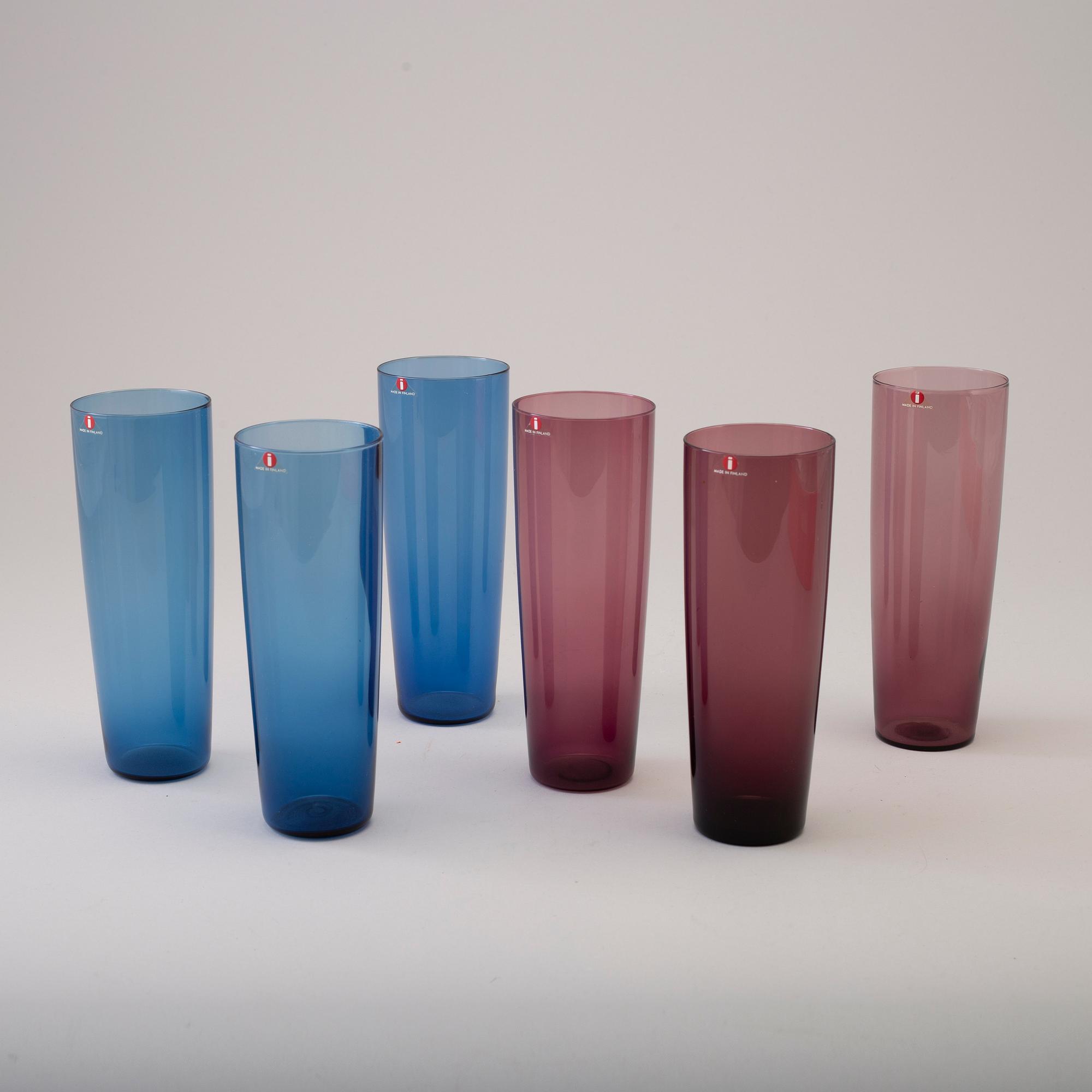 TAPIO WIRKKALA, saftglas, 12 st, modell 2204, Iittala, Finland. I produktion 1956-1969.