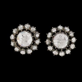 1071. A pair of old cut diamond earrings.