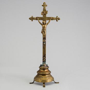 A BRONZE CRUCIFIX, 18th century.