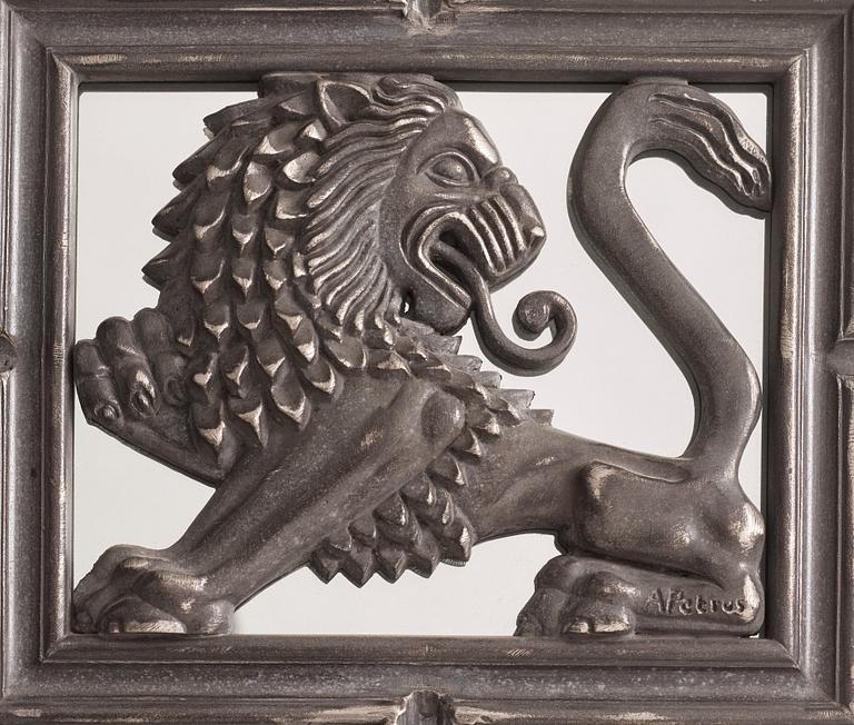 Uno Åhrén & Anna Petrus, a pewter mirror,  Svenskt Tenn, Stockholm, model 516, designed in 1927.