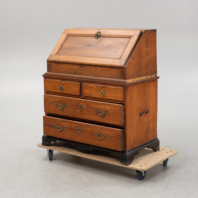 A pinewood secretaire, 18th Century.