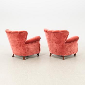 Armchairs 1 pair, 1940s Swedish Modern.