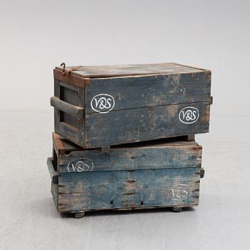 Two wooden boxes, early 1900's.