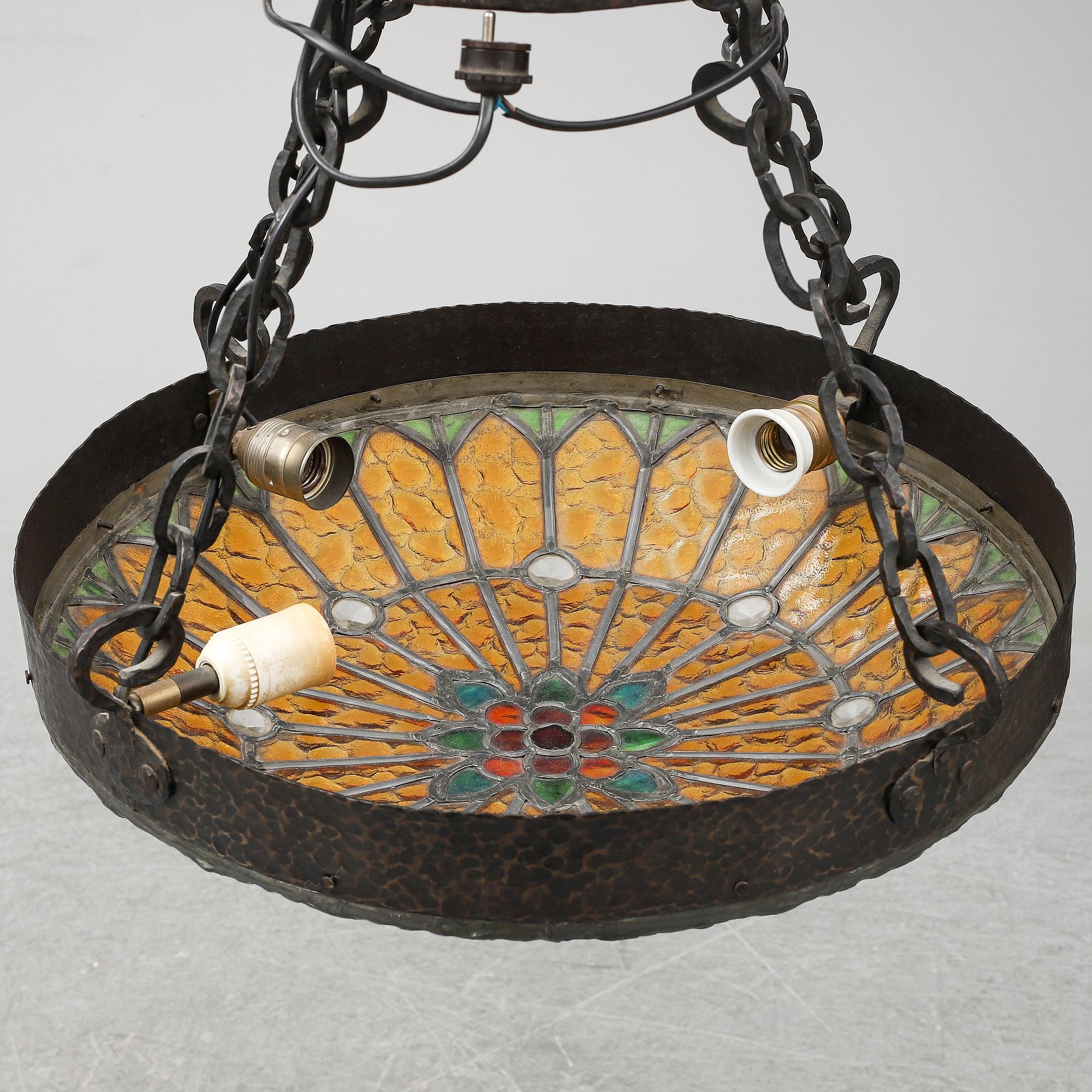 A stained glass ceiling light, first half of the 20th Century.