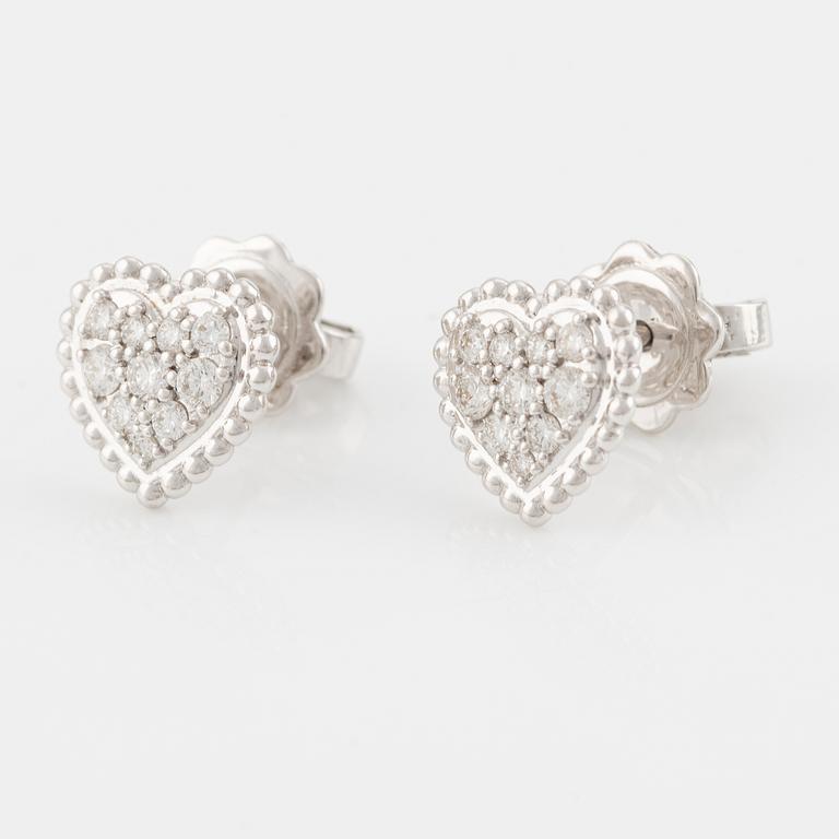 Earrings 18K white gold with brilliant-cut diamonds.