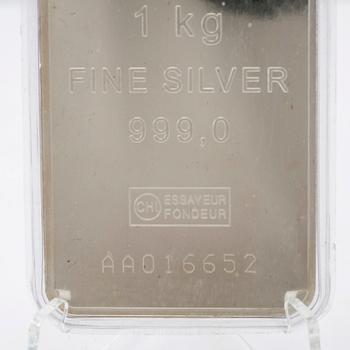 Silvertacka 1kg 999 Valcambi Suisse.