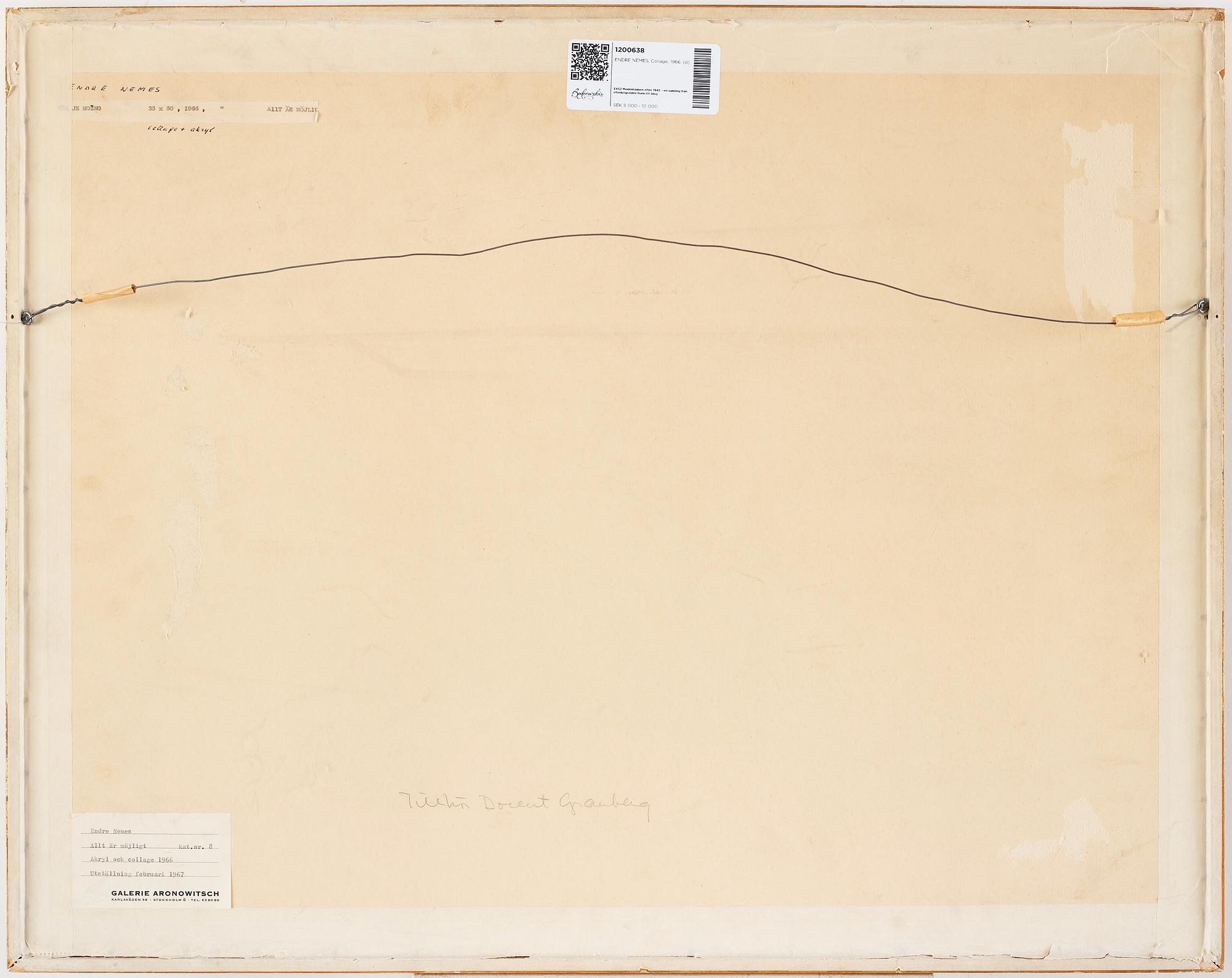 ENDRE NEMES, acrylic and collage, signed and dated 1966.