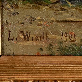 LEONARD WIEDH, 2 st, oljor på duk, en signerad och daterad 1903.