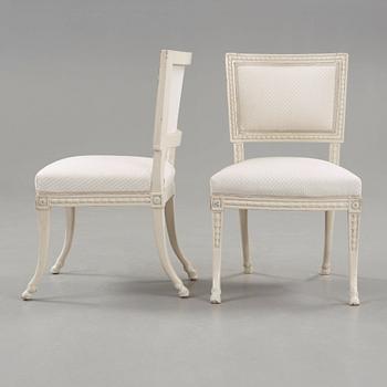 A pair of late Gustavian early 19th century chairs attributed to Ephraim Ståhl, master 1974.