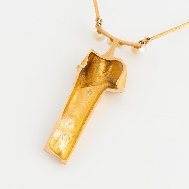 Björn Weckström, 14K gold and pearl 
 'Clouds' necklace, Lapponia 1971.