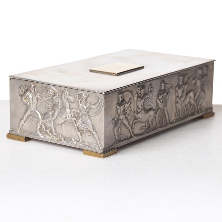 Herman Bergman's foundry, a pewter and brass box, Stockholm ca 1940.