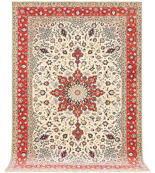 A Tabriz carpet, part silk, 50 raj, c. 300 x 199 cm.